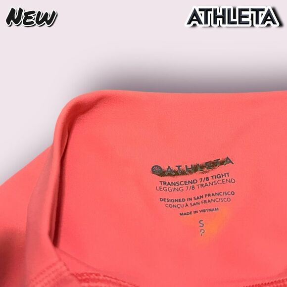 New NWT Athleta Transcend 7/8 Tight Leggings Bright Coral - Size Small - Picture 5 of 9